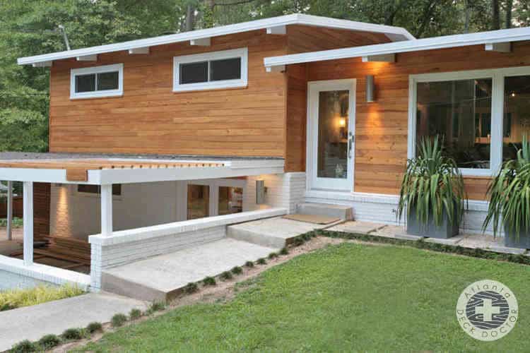 Mid Century Home Tucker, GA Cypress Siding Restored Stained And Sealed with TWP 1501 Cedar By Atlanta Deck Doctor