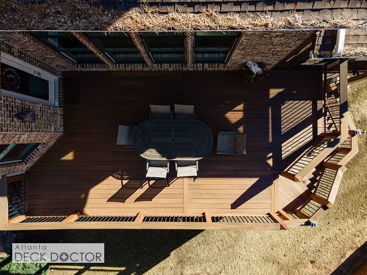 Bird's Eye View Of Composite 12x24 Deck With Stairs. Located In Brookhaven, Georgia.