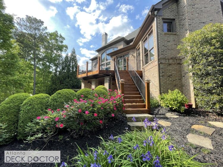 Far View Of Plants in The Forgeground. Deck Was Finished With A Very Natural Finish.