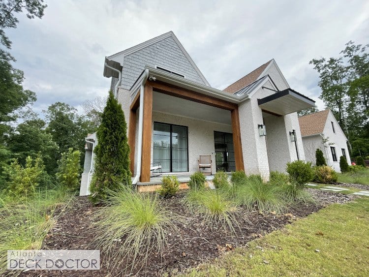 Cedar Front Porch Columns Cleaning & Sealing Alpharetta, GA